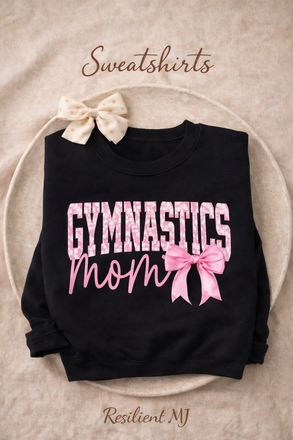 Gymnastics Mom Sweatshirt | Pink Bow Crewneck | Gym Meet & Practice Mom Pullover